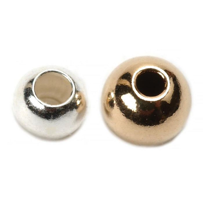 Sterling Silver & Yellow Gold Filled Round Beads with Two Holes-2.5mm & 3mm - Packs of 100 - Otto Frei