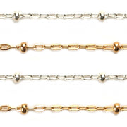 Sterling Silver & Yellow Gold Filled Round Cable Dapped and Flat Chain 1.4mm - 5 Ft. (60 Inch) Pack - Otto Frei