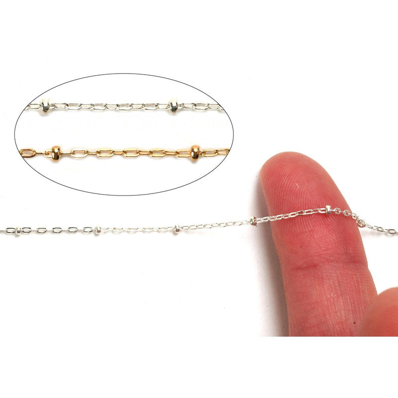 Sterling Silver & Yellow Gold Filled Round Cable Dapped and Flat Chain 1.4mm - 5 Ft. (60 Inch) Pack - Otto Frei