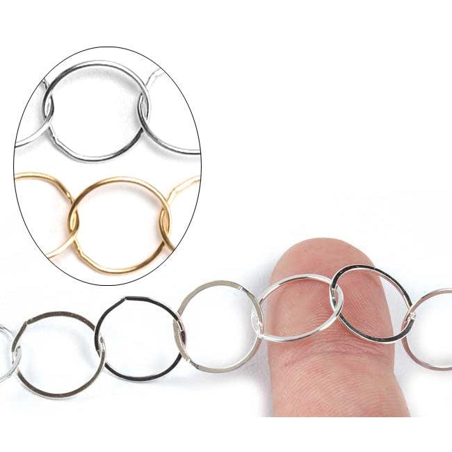 Sterling Silver & Yellow Gold Filled Round Flat Chain 13mm - 5 Ft. (60 Inch) Pack - Otto Frei