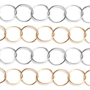 Sterling Silver & Yellow Gold Filled Round Flat Chain 13mm - 5 Ft. (60 Inch) Pack - Otto Frei