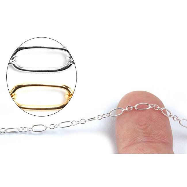 Sterling Silver & Yellow Gold Filled Small Cable Long & Short Chain - 5 Ft. (60 Inch) Pack - Otto Frei