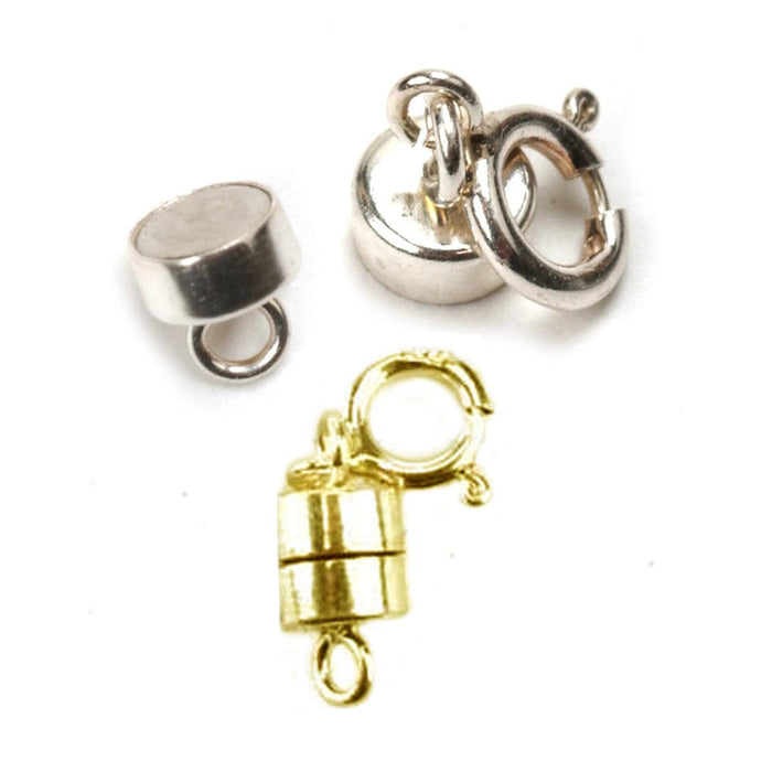Sterling Silver & Yellow Gold Filled Small Magnetic Clasps with 5 MM Spring Ring - Pack of 3 - Otto Frei