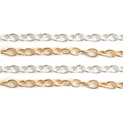 Sterling Silver & Yellow Gold Filled Textured Cable Chain 2.0mm - 5 Ft. (60 Inch) Pack - Otto Frei