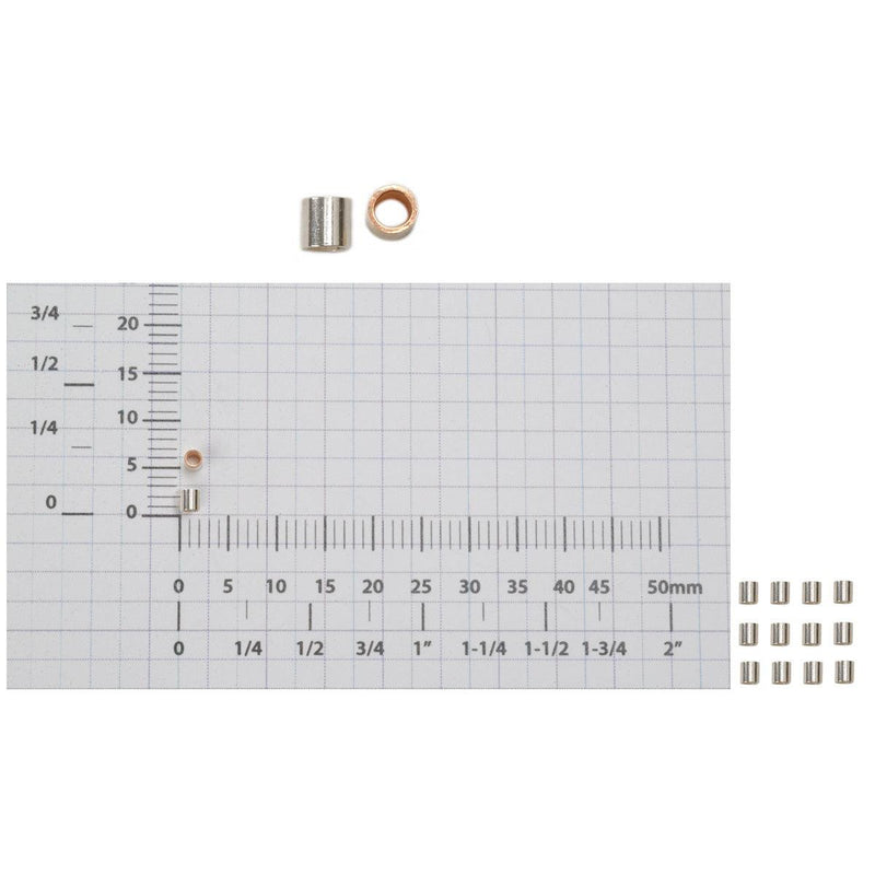 Sterling Silver & Yellow Gold Filled Tube Crimps 2.0x2.0mm - Packs of 12 - Otto Frei