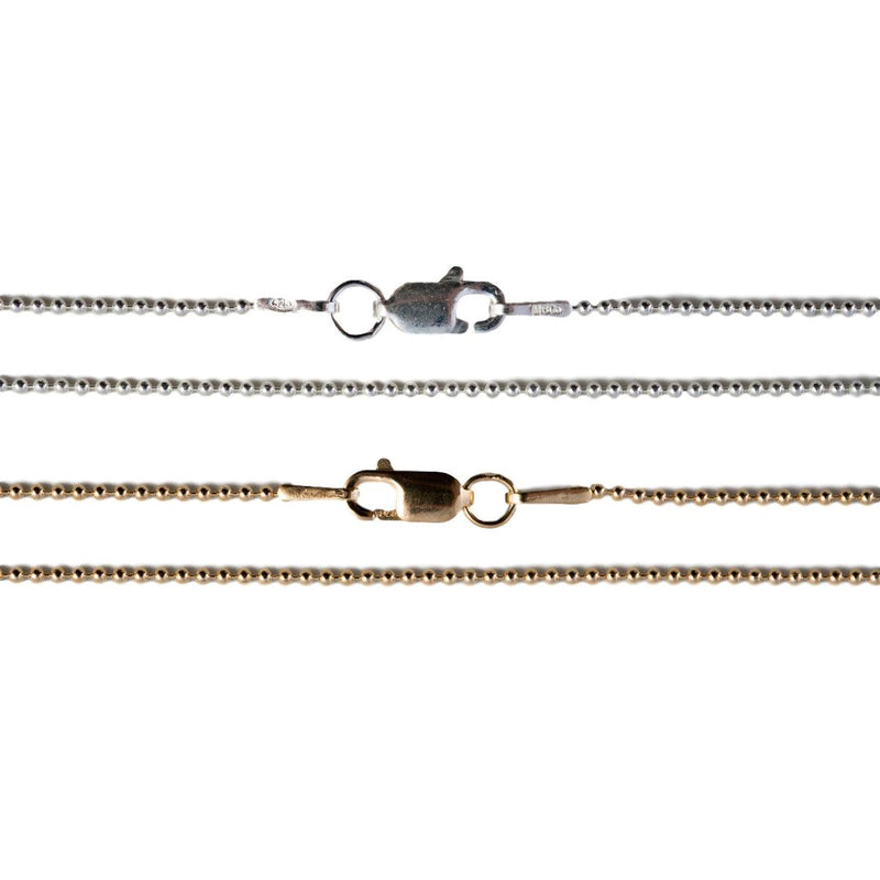 Sterling Silver & YGF 1mm Bead Chain 18" With Lobster Claw Clasps - Otto Frei