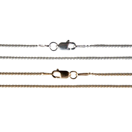 Sterling Silver & YGF 1mm Bead Chain 18" With Lobster Claw Clasps - Otto Frei