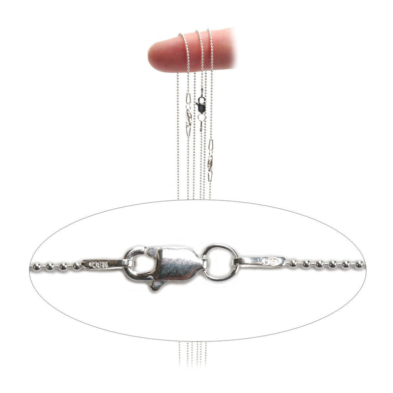 Sterling Silver & YGF 1mm Bead Chain 18" With Lobster Claw Clasps - Otto Frei