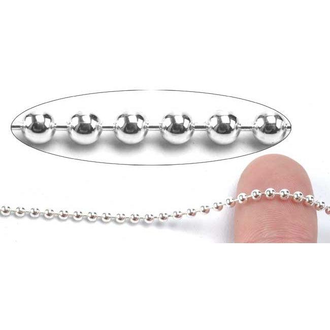 Sterling Silver Bead Chain 2.5mm-5 Ft. (60 Inch) Pack - Otto Frei