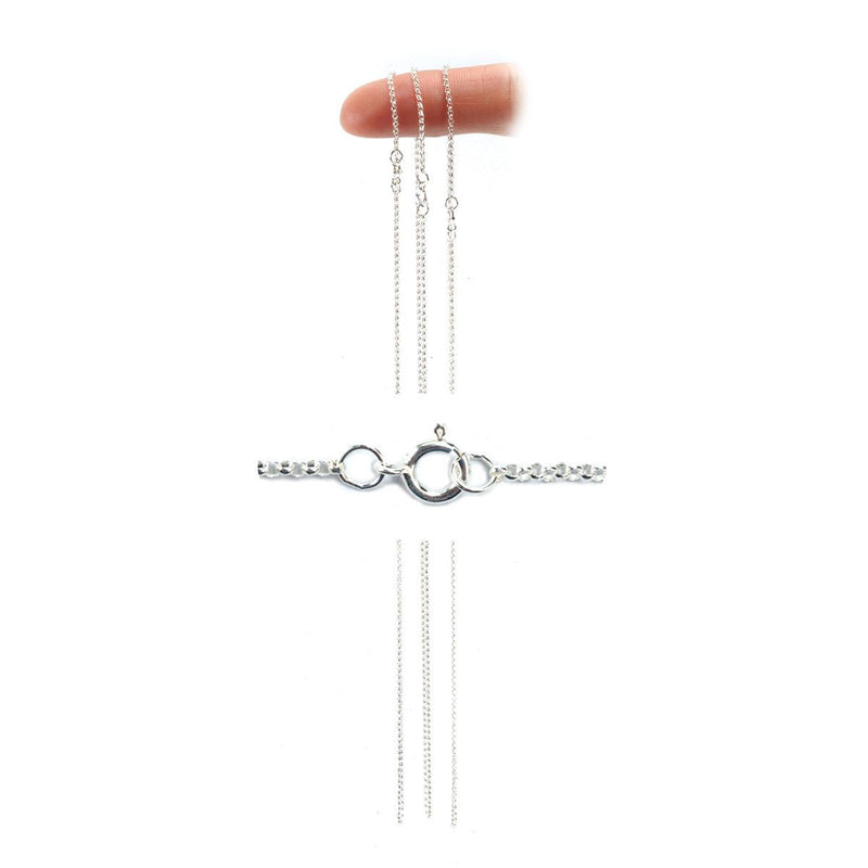 Sterling Silver Belcher Rolo Chain 1.4mm  with Spring Ring Clasp-18" Lengths-Pack of 3 - Otto Frei