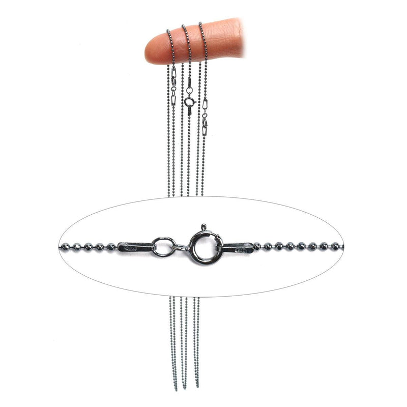 Sterling Silver Black Rhodium Bead Chain 16" or 18" with Spring Ring Clasp-Packs of 3 - Otto Frei