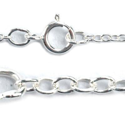 Sterling Silver Cable Chain 2.0mm x 1.4mm with Spring Ring Clasp-18" Lengths-Pack of 3 - Otto Frei