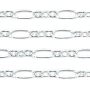 Sterling Silver Cable Long & Short Flat Chain | 5.4mm x 2.6mm - 5 Ft. (60 Inch) Pack - Otto Frei