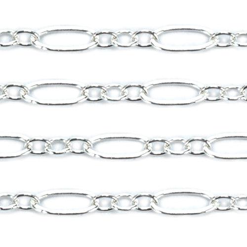 Sterling Silver Cable Long & Short Flat Chain | 5.4mm x 2.6mm - 5 Ft. (60 Inch) Pack - Otto Frei