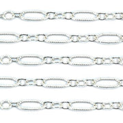 Sterling Silver Cable Long & Short Lined Chain 5.4mm x 2.6mm 5 Ft. (60 Inch) Pack - Otto Frei