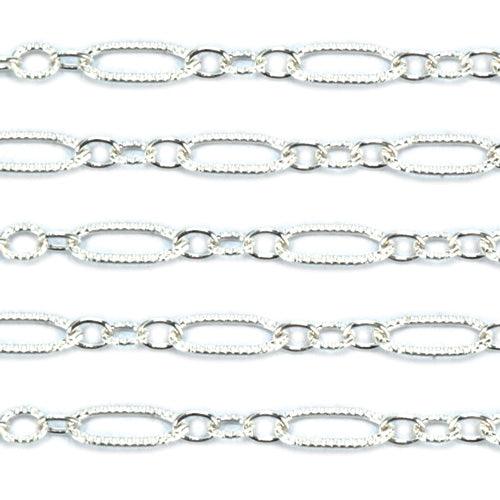 Sterling Silver Cable Long & Short Lined Chain 5.4mm x 2.6mm 5 Ft. (60 Inch) Pack - Otto Frei