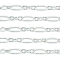 Sterling Silver Cable Long & Short Lined Chain 5.4mm x 2.6mm 5 Ft. (60 Inch) Pack