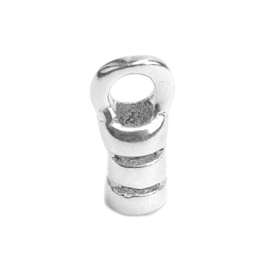 Sterling Silver Cast Crimp End Cap with Ring 1.2mm ID - Pack of 12 - Otto Frei