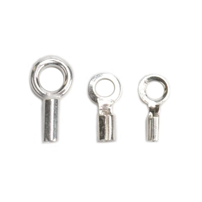 Sterling Silver Crimp End Caps with Ring - Packs of 12 - Otto Frei