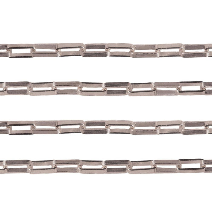 Sterling Silver Elongated Box Chain 1.4 mm - 5 Ft. (60") Pack - Otto Frei