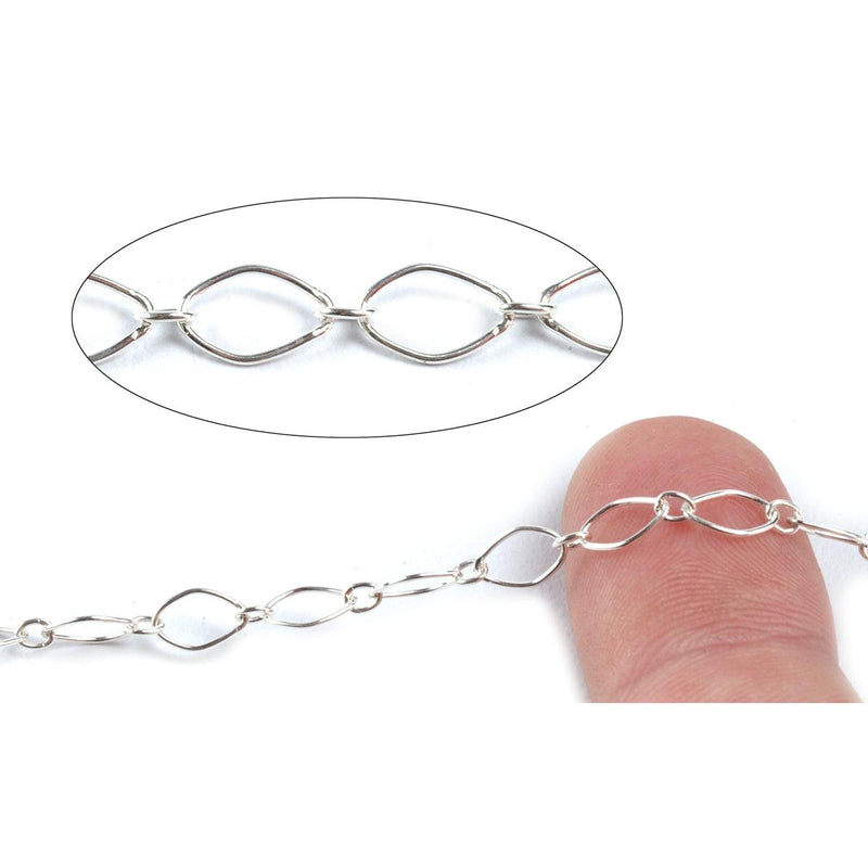 Sterling Silver Fancy Long & Short Flat Chain | 7.3mm x 3.7mm - 5 Ft. (60 Inch) Pack - Otto Frei