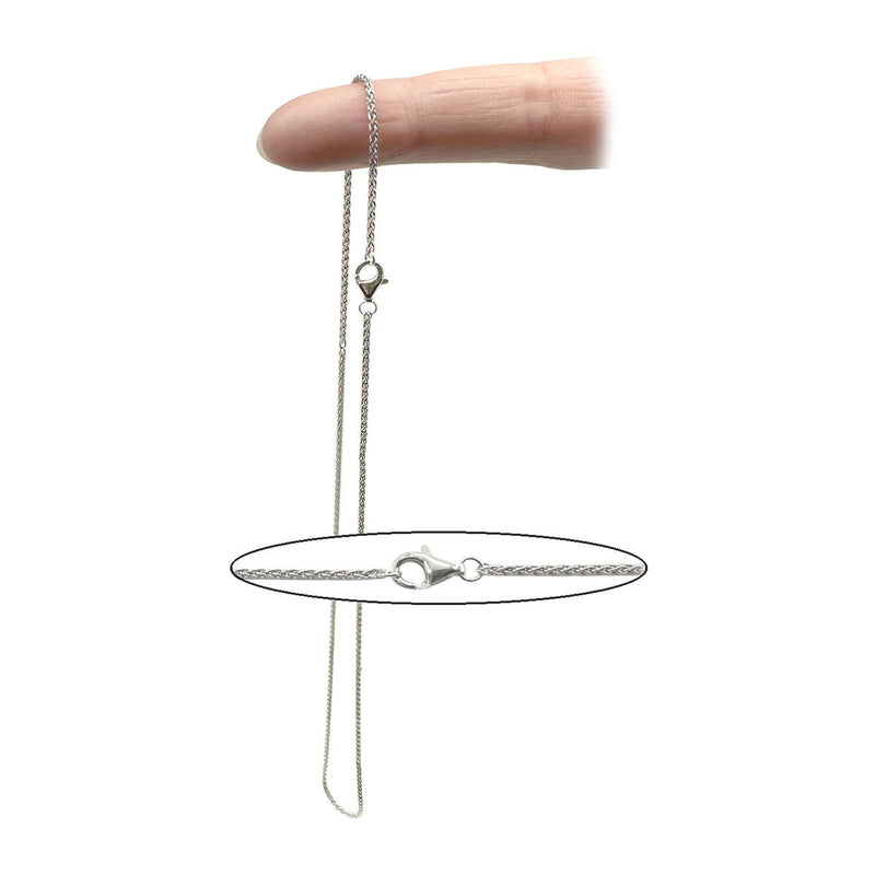 Sterling Silver Finished Wheat Chain 1.45mm with Lobster Claw Clasp - 18" Lengths - Otto Frei