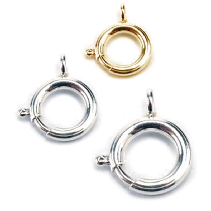 Long Spring Ring Sterling Silver Large Spring Ring Clasps 12mm & 15mm | Otto Frei
