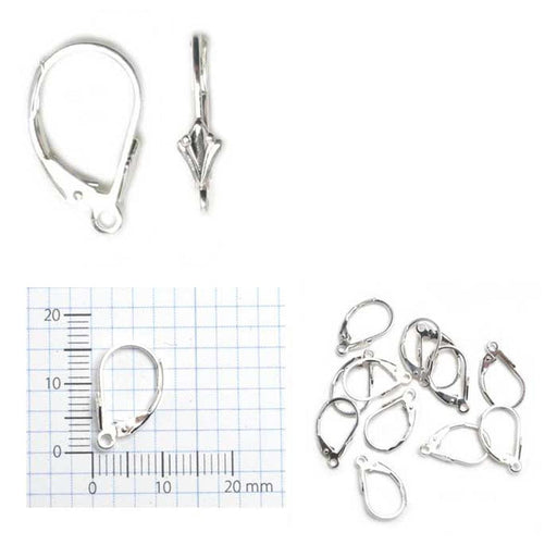 Sterling Silver Lever Backs Fleur-De-Lis with Ring - Pack of 12 - Otto Frei