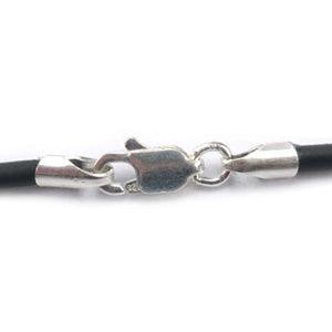 Sterling Silver Lobster Claw Clasp on Black Leather 2.0mm Necklace Cord - Otto Frei