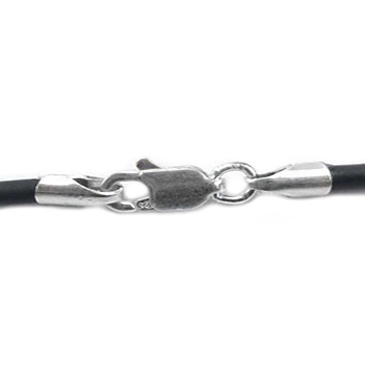 Sterling Silver Lobster Claw Clasp on Black Rubber Necklace