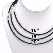 Sterling Silver Lobster Claw Clasp on Black Rubber 3.0mm Necklace Cord - Otto Frei