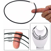 Sterling Silver Lobster Claw Clasp on Black Rubber 3.0mm Necklace Cord - Otto Frei