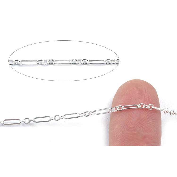 Sterling Silver Long & Short Cable Flat Chain 2.2mm-5 Ft. (60 Inch) Pack - Otto Frei