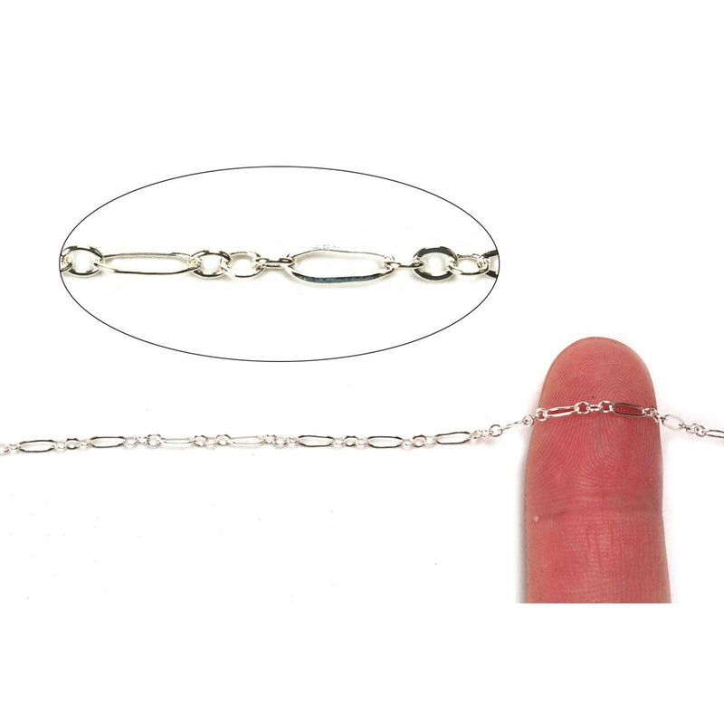 Sterling Silver Long & Short Lined Chain 1.9mm - 5 Ft. (60 Inch) Pack - Otto Frei