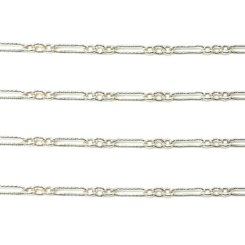 Sterling Silver Long & Short Lined Chain 2.2mm - 5 Ft. (60 Inch) Pack - Otto Frei