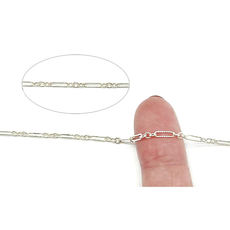 Sterling Silver Long & Short Lined Chain 2.2mm - 5 Ft. (60 Inch) Pack - Otto Frei