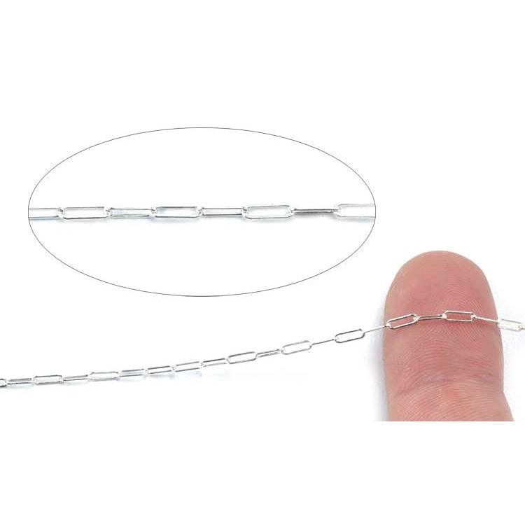 Sterling Silver Long Cable Flat Chain 2.1mm-5 Ft. (60 Inch) Pack - Otto Frei