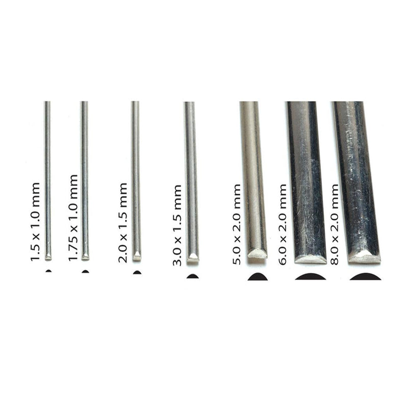 Sterling Silver Low Dome Half-Round Wire 12" Lengths - Otto Frei