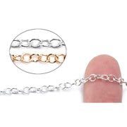 Sterling Silver & Yellow Gold Filled Open Cable Chain 3.4mm-5 Ft. (60 Inch) Pack - Otto Frei