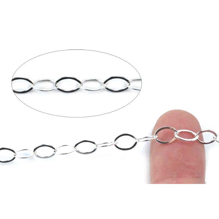 Sterling Silver Open Oval Cable Flat Chain 6.0mm-5 Ft. (60 Inch) Pack - Otto Frei