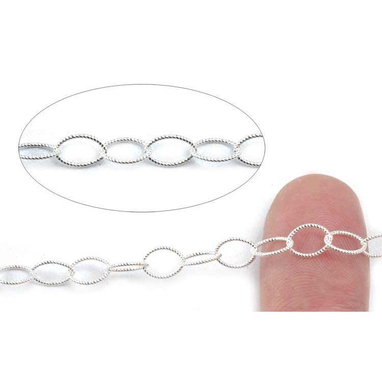 Sterling Silver Open Oval Cable Twisted Wire Chain 6.0mm-5 Ft. (60 Inch) Pack - Otto Frei