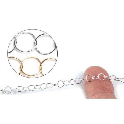 Sterling Silver & Yellow Gold Filled Open Round Cable Chain 5.3mm - 5 Ft. (60 Inch) Pack - Otto Frei