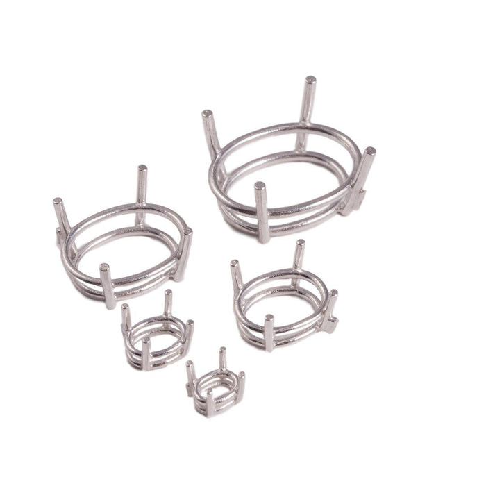 Sterling Silver Oval 4 Prong Basket Setting - Otto Frei