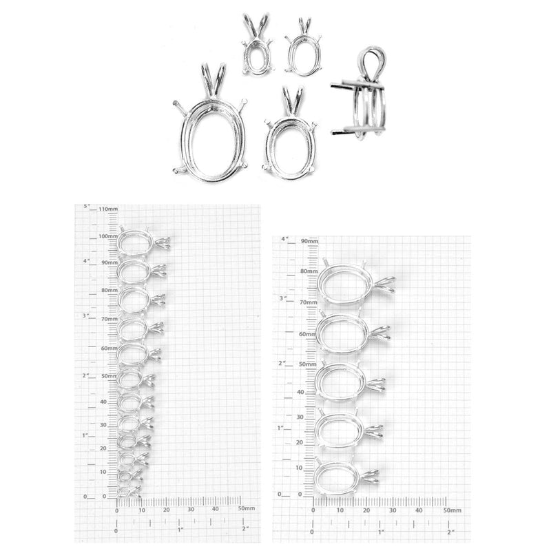 Sterling Silver Oval 4-Prong Pendants - Otto Frei