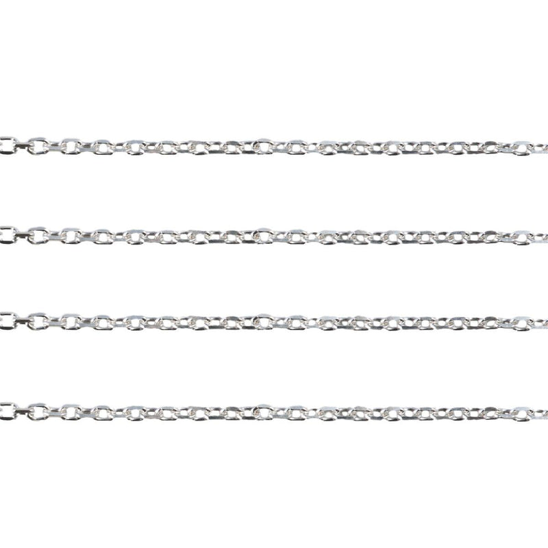 Sterling Silver Oval Cable Chain Diamond Cut 1.1mm- 5 ft (60") Pack - Otto Frei