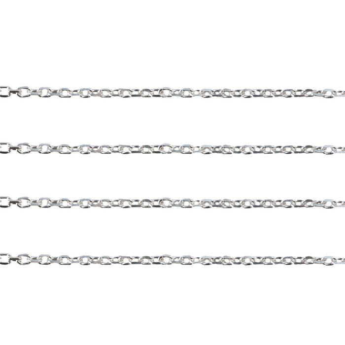 Sterling Silver Oval Cable Chain Diamond Cut 1.1mm- 5 ft (60") Pack - Otto Frei