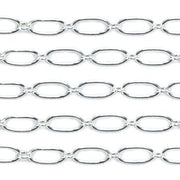 Sterling Silver Oval Long & Short Chain 5.0mm x 2.3mm - 5 Ft. (60 Inch) Pack - Otto Frei