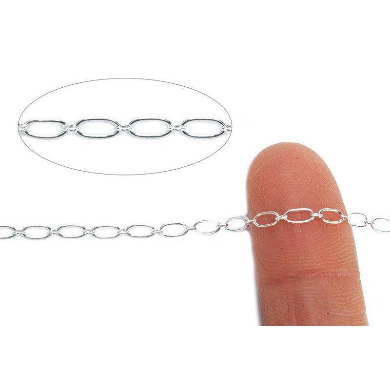 Sterling Silver Oval Long & Short Chain 5.0mm x 2.3mm - 5 Ft. (60 Inch) Pack - Otto Frei