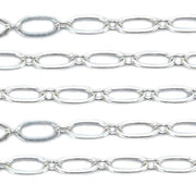 Sterling Silver Oval Long & Short Flat Chain 5.4mm x 2.3mm-5 Ft. (60" Inch Pack - Otto Frei