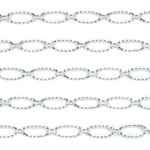 Sterling Silver Oval Long & Short Lined Chain 5.4mm x 2.3mm 5 Ft. (60 Inch) Pack - Otto Frei